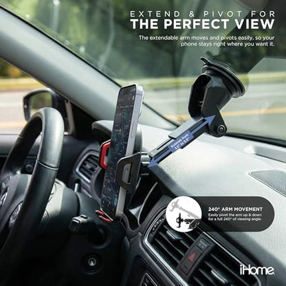 iHome Car Mount, Dashboard/Windshield/Vent Mount, Swivel Neck, Silicone Grip, Adjustable Mount Arm with Suction Cup Base (Adjustable Arm Car Mount) - style: Adjustable Arm Car Mount