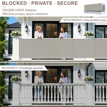 SUNNY GUARD 3' x 10' Balcony Privacy Screen, HDPE Patio Railing Cover Fence - color: Brown-grey, size: 0 3' x 1 0'