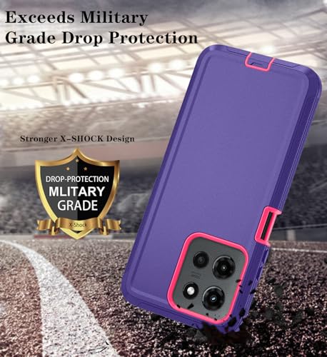Qinmay Phone Case for Motorola Moto G 2026/Moto G Play 5G 2026 Case with HD Screen Protector, Heavy Duty Shockproof & Dropproof 3-Layer Cover Phone Case,PurpleRoseRed - color: PurpleRoseRed