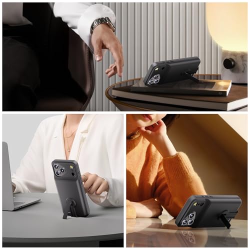 GIN FOXI for iPhone 17 Pro Max Battery Case with Stand, Charging Case Charger 8500mAh Ultra-Slim Lightweight Powerful Battery Pack 15W Fast Rechargeable Anti-Fall TPU Juice Box (6.9") Black
