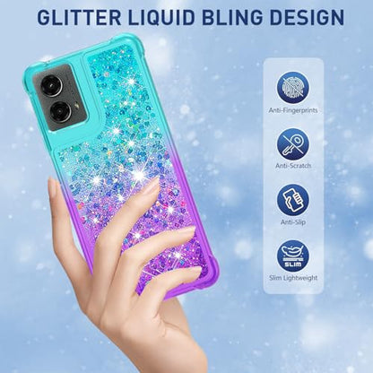 for Moto G Play 2024 Case with Screen Protector, Blue Purple - color: Blue and Purple Color