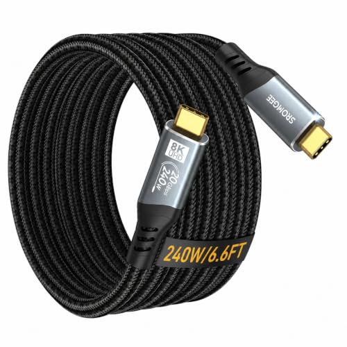 USB C Video Cable 6.6ft, 8K@60Hz 4K@240Hz Monitor Display /20Gbps /240W - color: 6.6FT