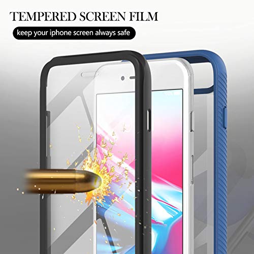 for iPhone 17e/iPhone 16e Case with Screen Protector, Blue | Clear Slim Phone Case, 360 Full Body Protective Cover, Rugged PC Shell Shockproof TPU Bumper, Military Heavy Duty Protection - color: Blue