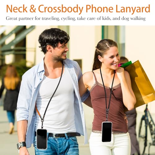 Cell Phone Lanyard, Crossbody Strap, Neck Holder & Wrist Lanyard 3-in-1 Anti-Theft Phone Strap, Detachable Universal Smartphone Straps with a Tap, Durable Hook-Orange Black - color: 3 in 1 Strap-orange Black