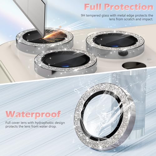 imluckies for iPhone 16 Pro - iPhone 16 Pro Max Camera Lens Protector, AR+AF Tempered Glass, 9H Ultra-Tough Metal Individual Lens Cover, HD Clear Camera Accessories - Glitter Natural Titanium - color: Glitter Natural Titanium