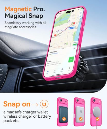 CANSHN Magnetic Compatible with iPhone Air Case(6.5 Inch), Upgraded [Full Camera Protection] [Compatible with Magsafe] [Translucent Matte] Shockproof Phone Cover for iPhone 17 Air Case,Hot Pink - color: Hot Pink, size: iPhone Air (6.9 Inch,1 Lens)