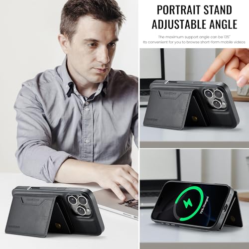 K2 2 in 1 Detachable Magnetic Phone Cases Compatible with iPhone 16 Pro Max Case with Card Holder RFID Blocking, Compatible with Magsafe Wallet, Leather 6.9'' (Black, iPhone 16 Pro Max) - color: Black, size: iPhone 16 Pro Max