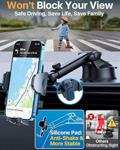 【Upgraded Strongest Suction & Pro Military-Grade】Ultimate Car Phone Mount【360°Rotatable Suction】Cell Phone Holders Truck Stand for Dashboard Windshield Vent for iPhone 18 Pro Max 17 Samsung,Dark Grey - color: Dark Grey