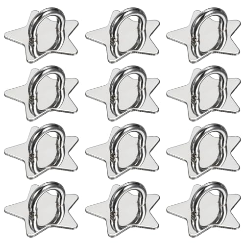 PATIKIL Metal Phone Charm Hook 1", 12Pcs Adhesive Star Shaped Phone Finger Grip Hook Smartphones Keychain Ring Charm Loop for DIY Tablet Case Accessories, Silver - color: Silver