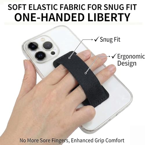 Finger Strap Phone Holder - Soft Cell Phone Grips - 2Pack (Black) - color: BLACK