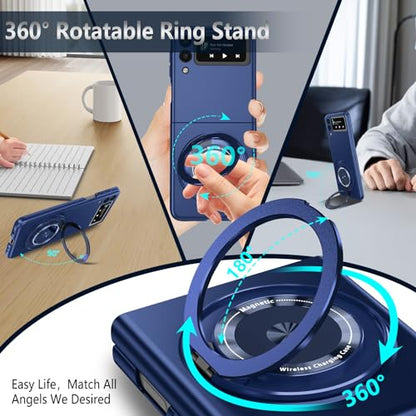 Magnetic Case for Samsung Galaxy Z Flip 3, [Compatible with MagSafe] Military Grade Shockproof Slim fit Samsung Z Flip 3 Phone Case with Magnetic Ring Kickstand Blue - color: Blue, size: Samsung Galaxy Z Flip 3