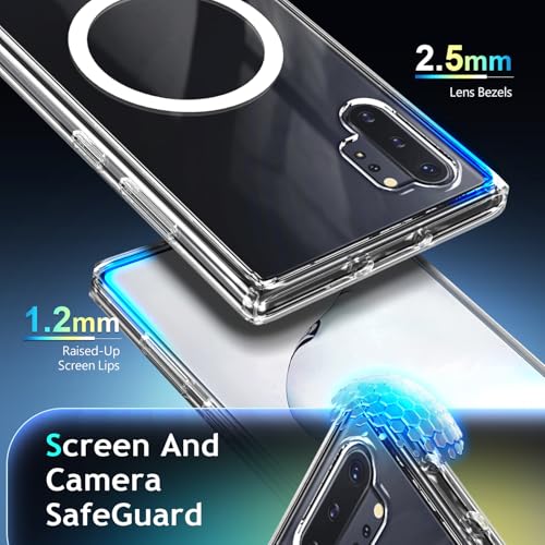 YZB Magnetic for Samsung Galaxy Note 10+ (Plus) Case, Clear | Compatible with MagSafe | Slim Fit Lightweight Shockproof, Military-Grade Protection, Yellowing Resistant Scratch-Resistant Back - color: Crystal Clear, size: Galaxy Note 10 Plus