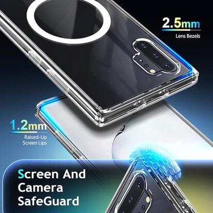 YZB Magnetic for Samsung Galaxy Note 10+ (Plus) Case, Clear | Compatible with MagSafe | Slim Fit Lightweight Shockproof, Military-Grade Protection, Yellowing Resistant Scratch-Resistant Back - color: Crystal Clear, size: Galaxy Note 10 Plus