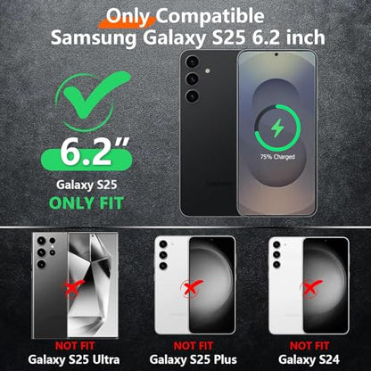Battery Case for Galaxy S25, 10000mAh High Capacity Rechargeable Portable Protective Extended Charger Cover Compatible with Galaxy S25 (6.2 inch) Wireless Charging Case with Screen Protector-Black - size: Galaxy S25