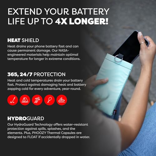 PHOOZY Apollo II Thermal Phone Case with NASA-Derived Technology - Extends Battery Life 4X in Hot or Cold Weather - Military Grade 8-Foot Drop Protection Insulated Pouch - Large Mint - color: Apollo II Mint, size: LARGE