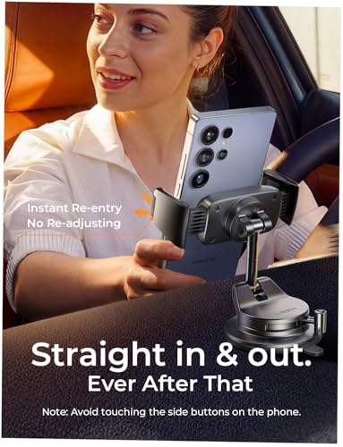 LISEN Suction Phone Mount for Car, [Ultra Suction & 95% Cases Friendly] Car Phone Holder Mount Vacuum Dashboard Phone Holder, Car Cell Phone Holder for iPhone 17 16 15 14 Pro Max Air Galaxy S26 S25 - color: White