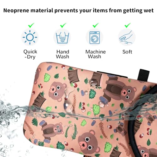 Neoprene Phone Sleeve Pouch Case Bag for Men Women w/Crossbody Strap/Neck Lanyard for iPhone 17/16/15/14 Pro Max, Samsung S25，Pixel 10 - color: Bear Woodland