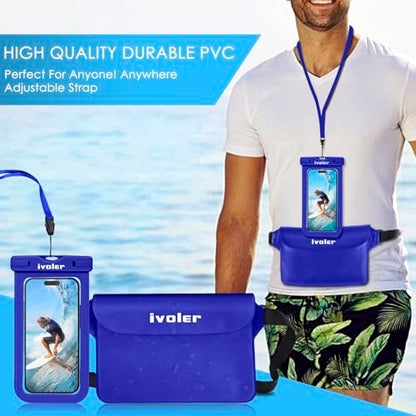 ivoler 2-Pack Waterproof Fanny Pack & Phone Pouch, Dry Bag for Passport, Phone & Wallet, Floating Waterproof Phone Case for Beach, Swimming, Kayaking, Boating, Cruise Essentials & Travel Royal Blue - color: Royal Blue