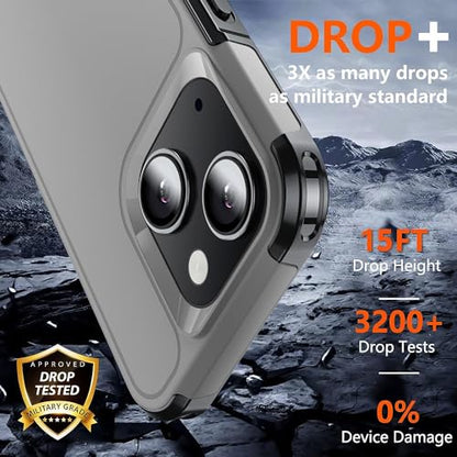 AEDILYS® for Apple Recommend Shockproof iPhone 15 Case,[15 FT Military Grade Drop Protection],with 2X [Kevlar® 9H Glass Screen Protector] (Warship Grey) - color: Warship Grey