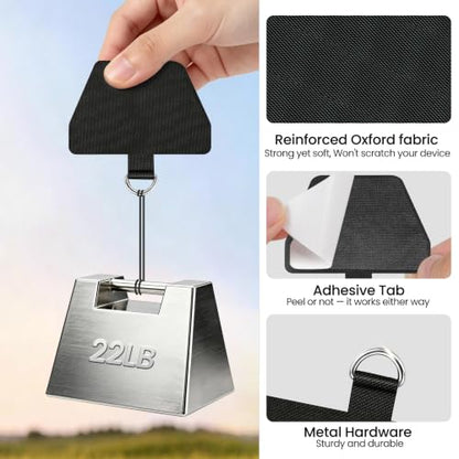 COCASES 4 Pack Phone Tether Tab, Phone Strap Replacement Part for Cell Phone, Safety Lanyard Patch (Black x4) - color: Black X4