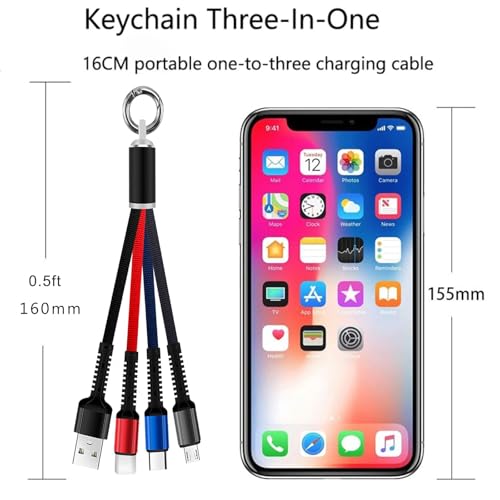 Multifunction USB Charging Cable Set,3 Pack 3 in 1 Nylon Braided Cord,Multiple Fast Charger Cords for Home,Office,Car