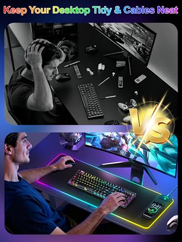 Mouse Pad with 15W Wireless Charging, RGB Gaming Mousepad, 31.5"x11.8" - color: RGB Right-Touch Control-31.5"x11.8"