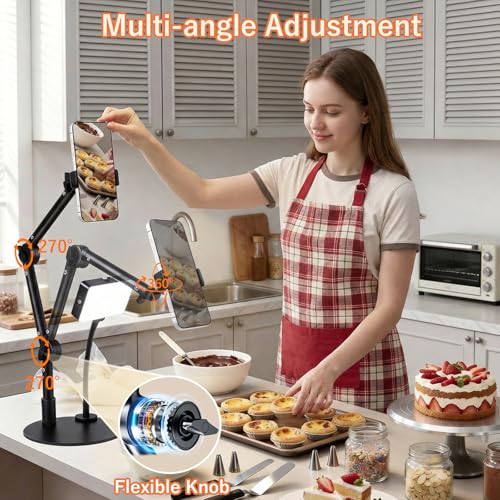 Overhead Phone Mount with Light, 360° Adjustable Height & Position