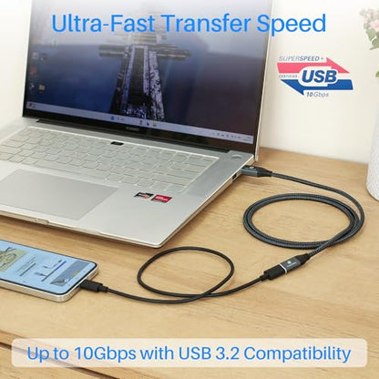 USB A to USB C Adapter Extension Cable 1.6FT, 10Gbps High-Speed USB C Female to USB Male Adapter for Laptop, Tablet, Smartphone, etc. - color: USB - C F, size: 1.6FT