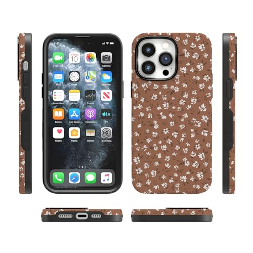 Casely iPhone 14 Pro Max Case | Mocha Meadow | Tiny Flowers | Bold Protective Design | Compatible with MagSafe - color: Mocha Meadow | Tiny Flowers