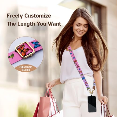 TiMOVO Phone Lanyard Crossbody Wrist Strap, Adjustable Anti-Theft Phone Strap for All Phone Case, lanyard for Women and Men - color: Colorful Butterfly