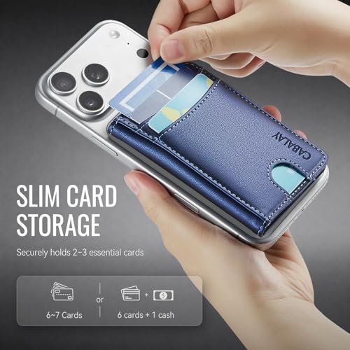 for MagSafe Wallet, Magnetic Phone Wallet RFID Blocking, 6 Cards Holder with Cash Slot,Compatible with Magsafe Phones and Cases for iPhone 17/16/15/14/13/12Pro/Max/Plus - color: Blue