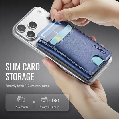 for MagSafe Wallet, Magnetic Phone Wallet RFID Blocking, 6 Cards Holder with Cash Slot,Compatible with Magsafe Phones and Cases for iPhone 17/16/15/14/13/12Pro/Max/Plus - color: Blue