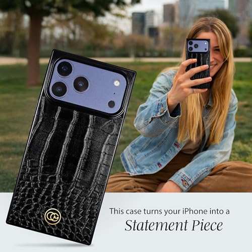COCOMII Rectangle for iPhone 17 Pro Case, Black Crocodile Leather | Compatible with MagSafe Wireless Charging, Shockproof 10ft Drop Protection, Camera & Screen Protection, Premium Glossy Finish - color: Black Crocodile Leather, size: iPhone 17 Pro (6.3")