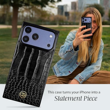 COCOMII Rectangle for iPhone 17 Pro Case, Black Crocodile Leather | Compatible with MagSafe Wireless Charging, Shockproof 10ft Drop Protection, Camera & Screen Protection, Premium Glossy Finish - color: Black Crocodile Leather, size: iPhone 17 Pro (6.3")