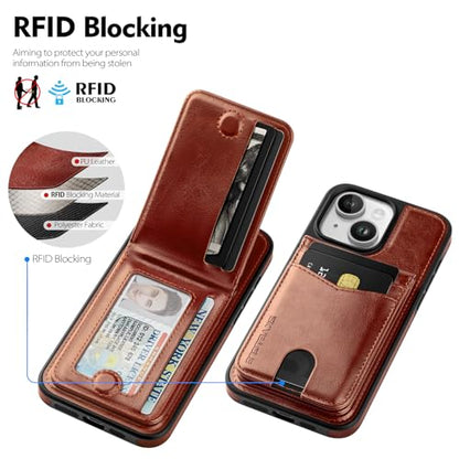 SkyEagle Compatible with MagSafe iPhone 14 Plus Wallet Case,Brown | Detachable Magnetic Credit Card Holder,RFID Blocking,PU Leather,Kickstand,Flip Phone Case,Shockproof Cover for Men & Women - color: Brown, size: iPhone 14 Plus - 6.7"