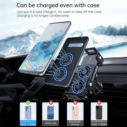 Car Dual Coil Wireless Charger for Samsung Galaxy Z Fold 4 3 2 iPhone 17 16 15 14 13 12 Foldable Phone Holder Fast Car Charging Station (Black) - color: black
