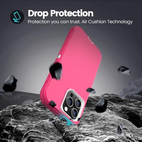 Sansunto for iPhone 15 Pro Max Case with Full Body Protection, Heavy Duty Shockproof Military Grade 3 in 1 Silicone Rubber with Hard PC Rugged Durable Phone Cover for Women Girls. (Rose/White) - color: Rose/White
