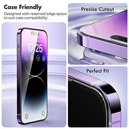UNBREAKcable 3-Pack Screen Protector for iPhone 14 Pro Max Tempered Glass | Shatterproof, Easy Install, 9H Hardness, 99.99% HD Clear, Bubble-Free, Anti-Fingerprint, Scratch Resistant, Case Friendly - size: iPhone 14 Pro Max