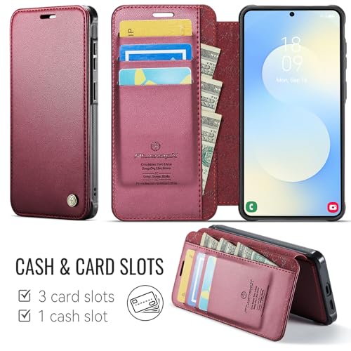 for Galaxy S26 Plus Slim Wallet Case Wireless Charging, WineRed - color: Wine Red, size: Galaxy S26 Plus