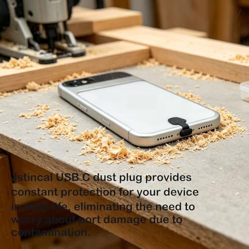 USB C Dust Plugs, 10 Pack Anti-Lost USB Type C Port Covers with Cleaning Kit for iPhone 15/16/17/18, Samsung, Pixel, MacBook, Android Phones-ompatible with All Phone Cases