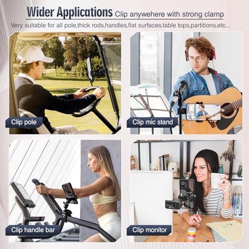 ROCKFREE Clip Phone Holder,Universal Arm,Clamp Mount for Hanldle Bar,Desk - style: 3.94" Aluminum Arm Phone Holder