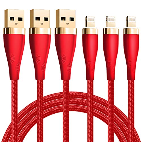 Lightning Cable [MFi Certified] - iPhone Charger [3Pack 6ft] Nylon Braided Lightning to USB A Fast Charging Syncing Transfer Cord Compatible with iPhone 12 11 Pro Max XS XR X 8 7 6S 6 Plus SE 5S