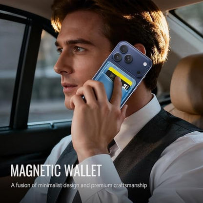 Strapurs Strong Magnetic Wallet Card Holder for MagSafe Phones and Cases, Slim PU Leather Detachable Phone Wallet with 6 Card Slots RFID Blocking for iPhone 17/16/15/14/13/12/Pro/Max/Plus – Dark Blue - color: Dark Blue
