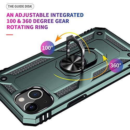iPhone 13 Case - Military Grade, 16ft Drop Tested, Ring Shockproof, Dark Green - color: Dark Green, size: iphone 13