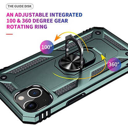 iPhone 13 Case - Military Grade, 16ft Drop Tested, Ring Shockproof, Dark Green - color: Dark Green, size: iphone 13