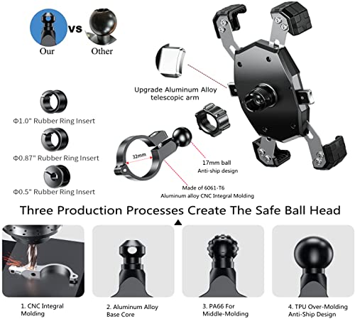 Kewig Motorcycle Phone Mount Qi 15W Wireless & USB C 20W Fast Charging Port