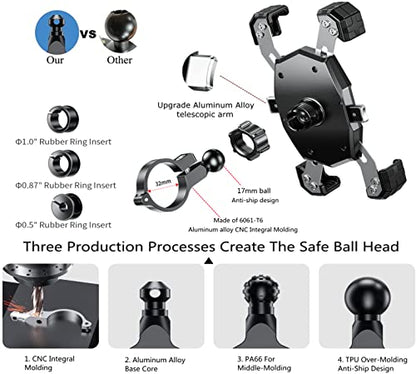 Kewig Motorcycle Phone Mount Qi 15W Wireless & USB C 20W Fast Charging Port