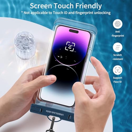 UNBREAKcable Waterproof Phone Pouch-2 Pack IPX8 Waterproof Phone Case for iPhone 16 15 14 13 12 11 Pro Max & Samsung S25 S24-Dry Bag & Travel Essentials for Beach, Pool, Kayak & Cruise-7" Black+Blue - color: Black + Blue