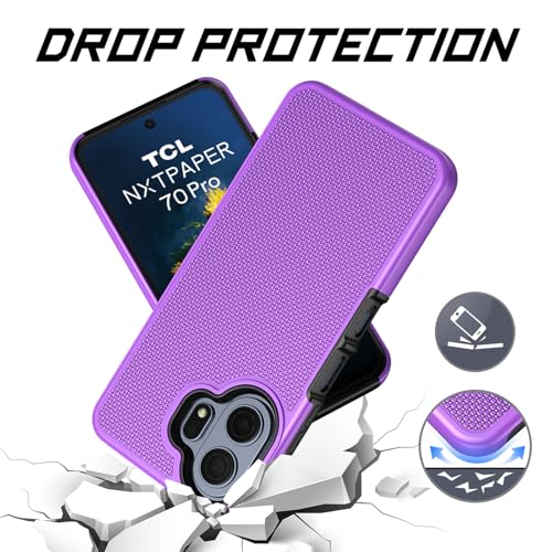Ailiber for TCL 70 Pro NxtPaper Phone Case Slim, Screen Protector-Purple | Creative Artistic Design, Dual Layer Hybrid Protection & Soft Silicone Bumper, Shockproof Phone Cover for Daily Lifestyles - color: Purple