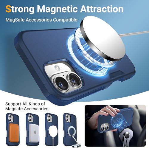 jaroco Magnetic for iPhone 16 Case Heavy Duty Rugged Dual-Layer Blue - color: Blue, size: iPhone 16